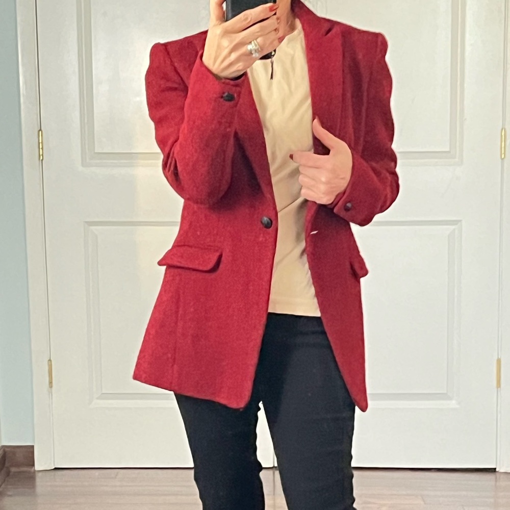 Rag & Bone 100% pure new wool hand woven red tweed blazer jacket size 2 - Picture 5 of 12